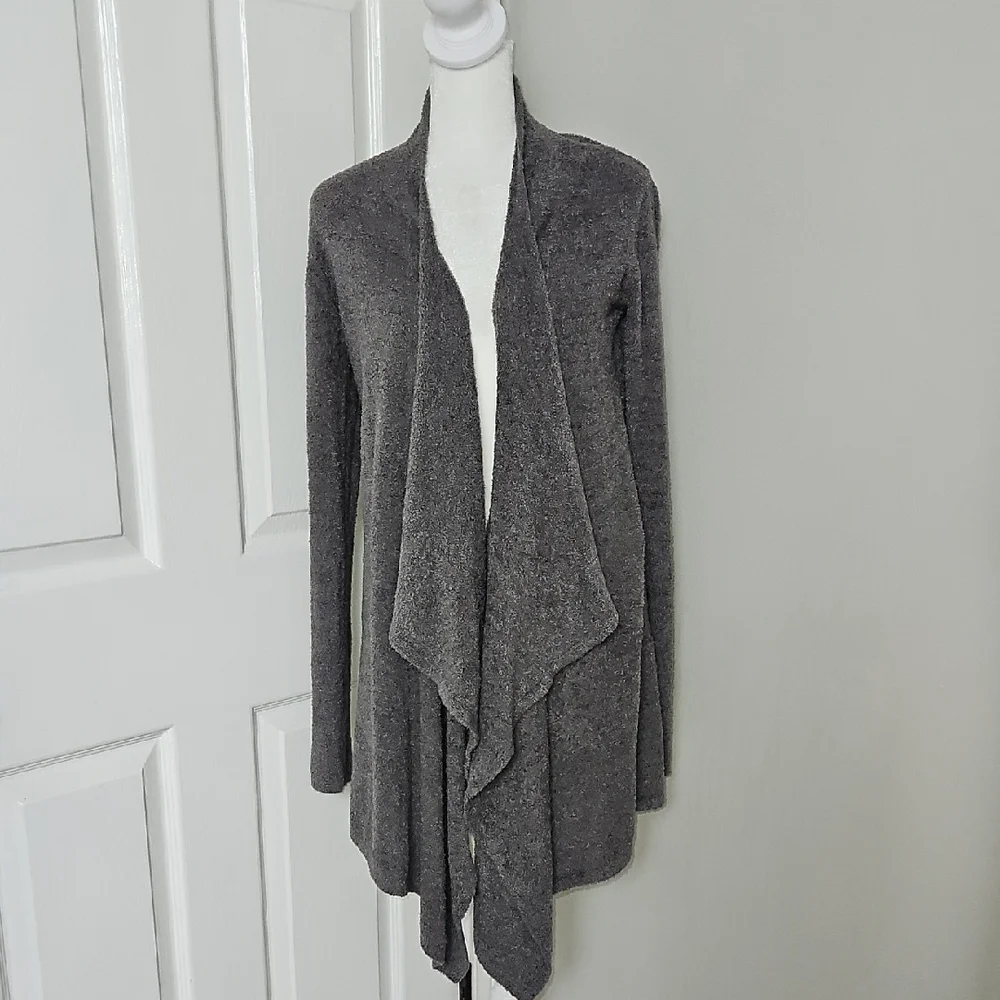 Barefoot Dreams Bamboo Chic Lite Women's Gray Open Front Cardigan S/M